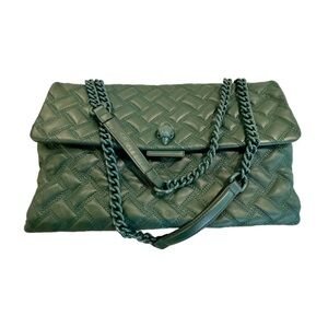 NWOT Kurt Geiger London Kensington Large Bag Forest Green Dust Bag Included